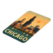Vintage Chicago skyline, lake Michigan sailboat Magneet (Linkerzijde)