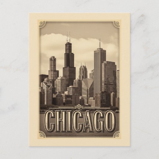 vintage chicago stad briefkaart (Voorkant)