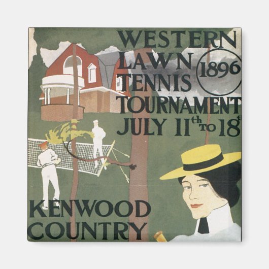 Vintage Chicago Tennis Poster Magneet (Voorkant)