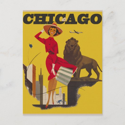 Vintage Chicago Travel Briefkaart (Voorkant)
