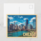 Vintage Chicago Travel Briefkaart (Voorkant / Achterkant)