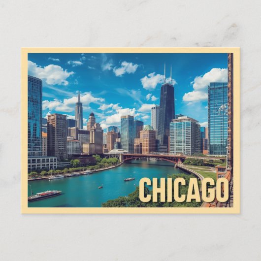 Vintage Chicago Travel Briefkaart (Voorkant)