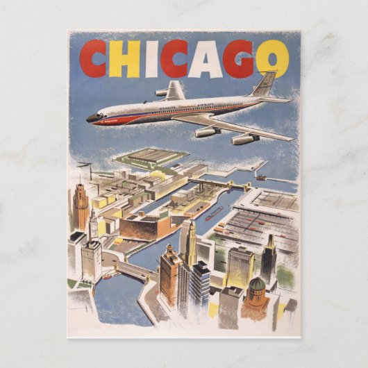 Vintage Chicago Travel Briefkaart (Voorkant)
