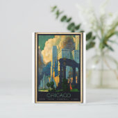Vintage - Chicago Travel Poster Briefkaart (Staand voorkant)