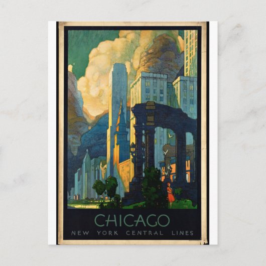 Vintage - Chicago Travel Poster Briefkaart (Voorkant)