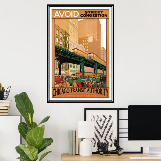 Vintage Chicago, USA - Poster (Thuiskantoor)