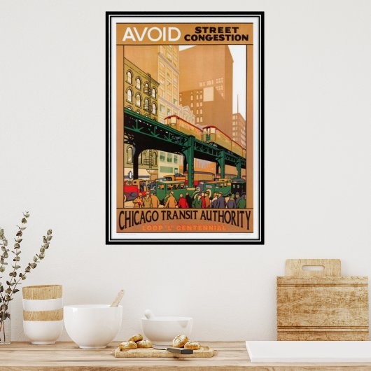 Vintage Chicago, USA - Poster (Keuken)