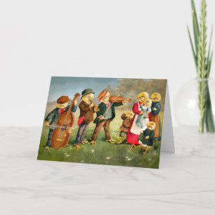 Vintage Chick Band Pasenkaart Feestdagen Kaart