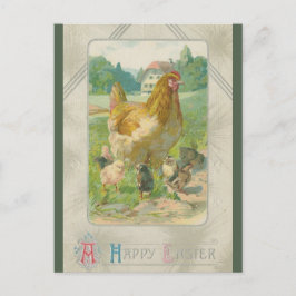 Vintage Chickens on a Farm Easter Briefkaart