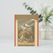 Vintage Chickens on Hay Easter Briefkaart (Staand voorkant)