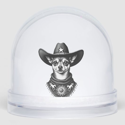 Vintage Chihuahua Cowboy Engraving Style Western D Sneeuwbol (Voorkant)