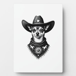 Vintage Chihuahua Cowboy Gravure Stijl Western D Fotoplaat