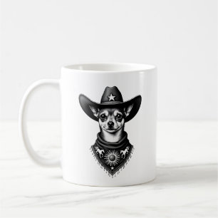Vintage Chihuahua Cowboy Gravure Stijl Western D Koffiemok