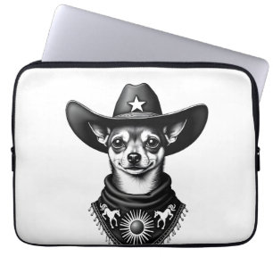 Vintage Chihuahua Cowboy Gravure Stijl Western D Laptop Sleeve