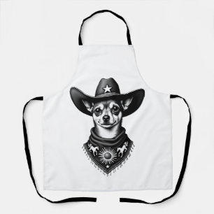 Vintage Chihuahua Cowboy Gravure Stijl Western D Schort