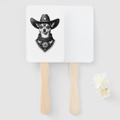 Vintage Chihuahua Cowboy Gravure Stijl Western Hon Handwaaier (Voorkant en achterkant)