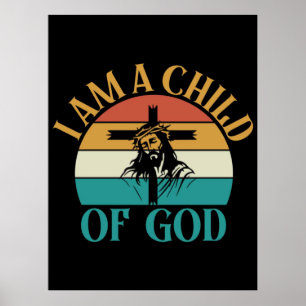 Vintage Child of God T-Shirt Ontwerp Vector Kunst  Poster