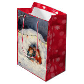 Vintage Children in Snow Fort Medium Cadeauzakje (Voorkant Gekanteld)