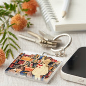 Vintage Children Reading Library Books Sleutelhanger (Voorkant Rechts)