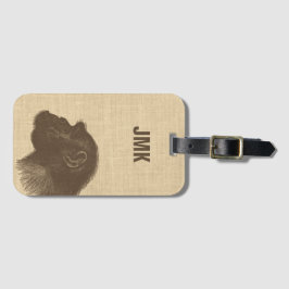 Vintage Chimpanzee Illustration Personalized Bagagelabel