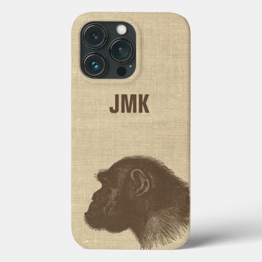 Vintage Chimpanzee Illustration Personalized Case-Mate iPhone Case (Achterkant)