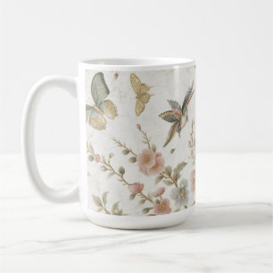 Vintage Chinees bloempatroon met kolibrie Koffiemok