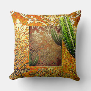 Vintage Chinese Cactus & Geometrisch Motief Kussen