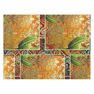 Vintage Chinese Cactus & Geometrisch Motief Tafelkleed