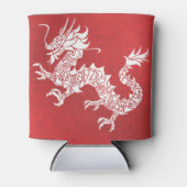 Vintage Chinese Dragon Tribal Emblem Red Blikjeskoeler (Voorkant)