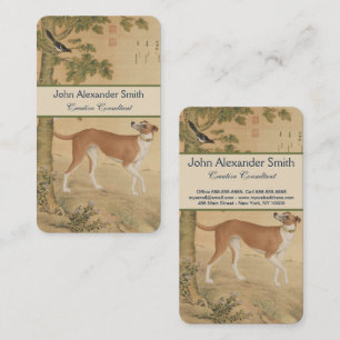 Vintage Chinese Greyhound-hond & vogelkunst Visitekaartje