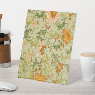 Vintage Chinese Sieraad Jones Bloemen Reclamebord Met Voetstuk
