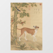 Vintage Chinese Windhond Hond & Vogel Kunst Raamsticker (Vel)