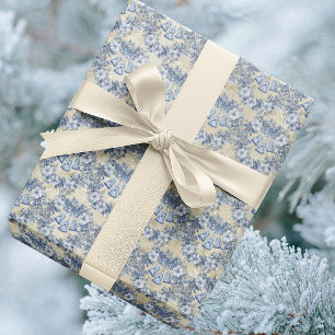 Vintage Chinoiserie Blauw Wit Crème Kerstmis Cadeaupapier