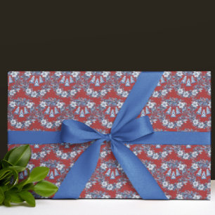 Vintage Chinoiserie Blauw Wit Groen Kerstmis Cadeaupapier
