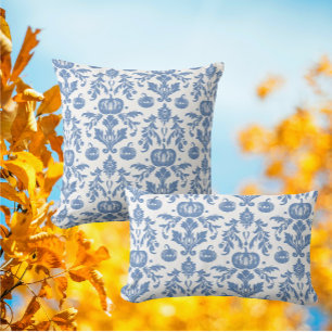 Vintage Chinoiserie Blauw Witte Herfstpompoenen Kussen