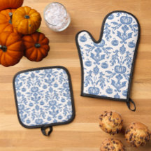 Vintage Chinoiserie Blauw Witte Herfstpompoenen