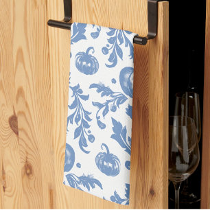 Vintage Chinoiserie Blauw Witte Herfstpompoenen Theedoek