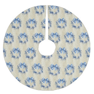 Vintage Chinoiserie Blauwe Krans Antieke Damast Kerstboom Rok