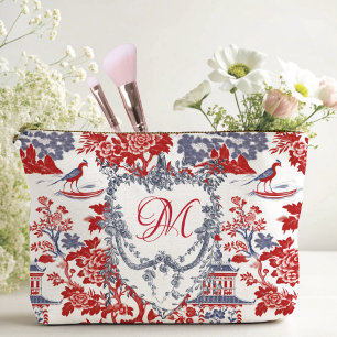 Vintage Chinoiserie Delft Frans Rood Blauw Monogra Etui