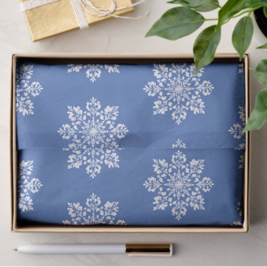 Vintage Chinoiserie Holiday Blue White Snowflakes Tissuepapier