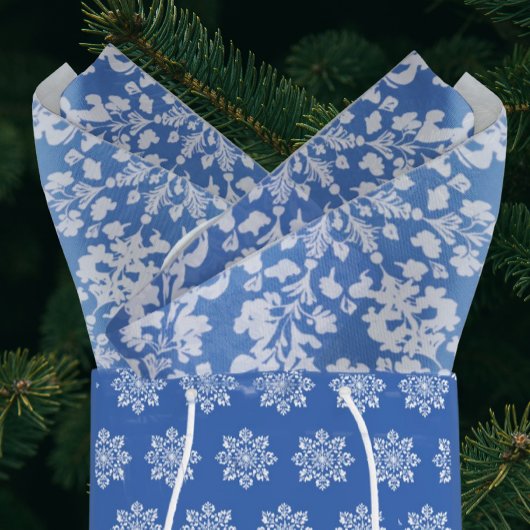 Vintage Chinoiserie Holiday Blue White Snowflakes Tissuepapier