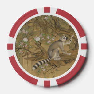 Vintage Chinoiserie Lemur en Kersenbloesem Poker Chips