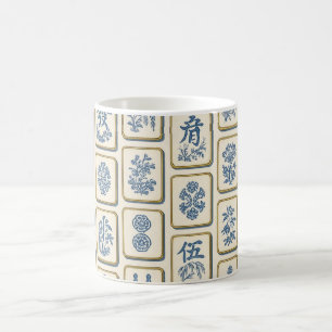 Vintage Chinoiserie Mahjong Tegels Patroon Koffiemok