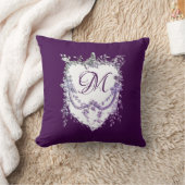 Vintage Chinoiserie paarse monogram Kussen (Deken)