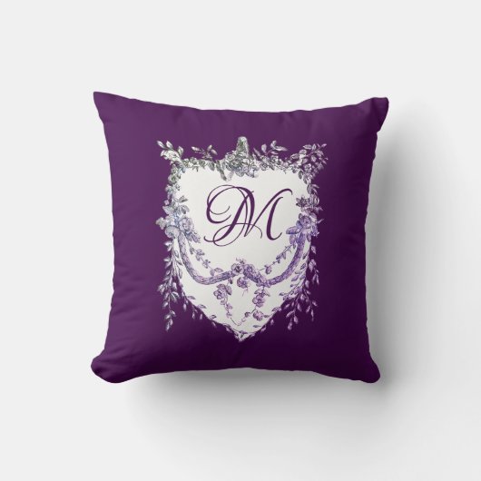 Vintage Chinoiserie paarse monogram Kussen (Voorkant)
