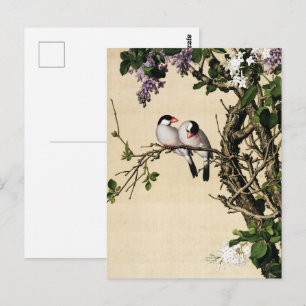 Vintage Chinoiserie Sering en Vogels Kunstprint Briefkaart