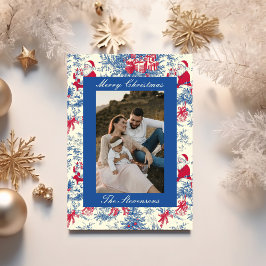 Vintage Chinoiserie Toile De Jouy Foto Kerstmis Feestdagenkaart