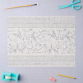 Vintage Chinoiserie Witte Bloemendecoupe Tissuepapier (Craft)