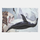 Vintage Chinstrap Pinguïn, Vogels uit Antarctica Theedoek (Horizontaal)