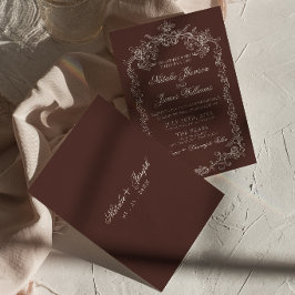 Vintage Chocolade Bruin Oud Geld Fijne Huwelijk Kaart